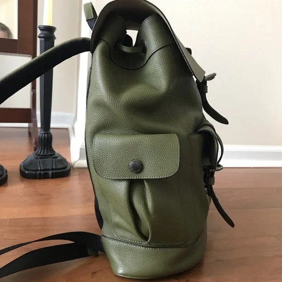 Coach Hudson Leather Backpack, Olive Green, F36811 - Picture 6 of 16